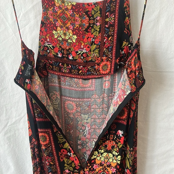 Topshop Patchwork Boho Print Spaghetti Strap Maxi Dress Side Slits - Picture 7 of 13